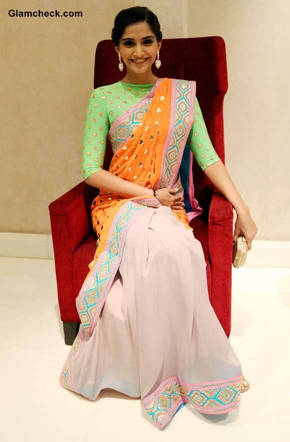 Sonam Kapoor in Manish Arora Sari 2013 pictures