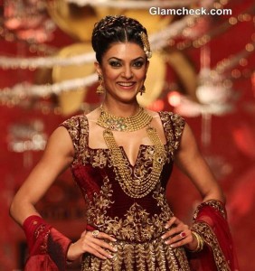 Sushmita Sen in Rohit Bal Lehenga at Ambika Pillai Salon Opening 2013