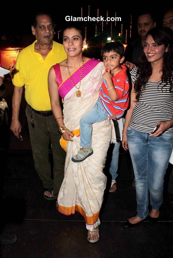 Kajol with son Yug at Durga Puja 2013