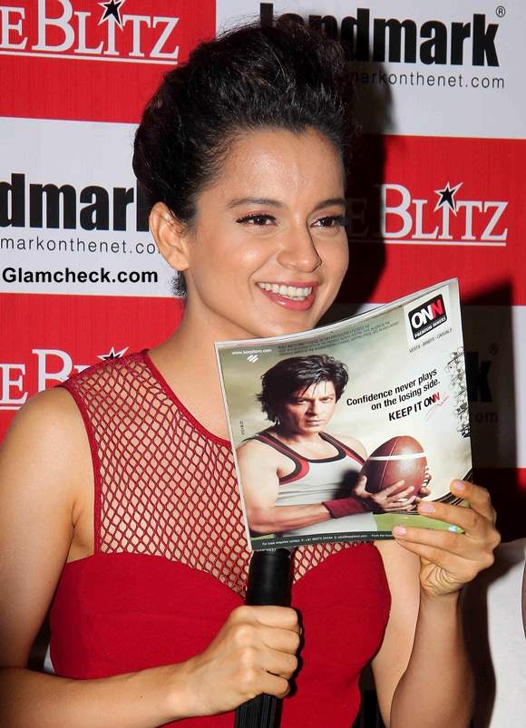 Kangana Ranaut in Red Dress Cine Blitx Magazine Unveiling