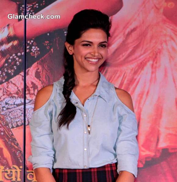 Deepika Padukone in Cut-out  Denim Shirt