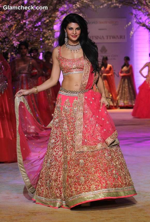 Jacqueline Fernandez 2013 India Bridal Fashion Week Jyotsna Tiwari