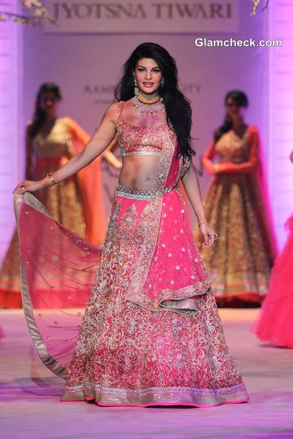 Jacqueline Fernandez for Jyotsna Tiwari at 2013 India Bridal Fashion Week