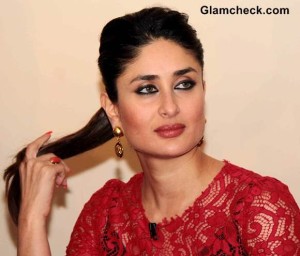 Kareena Kapoor in Red Lace Dress on Kaun Banega Crorepati — Indian Fashion