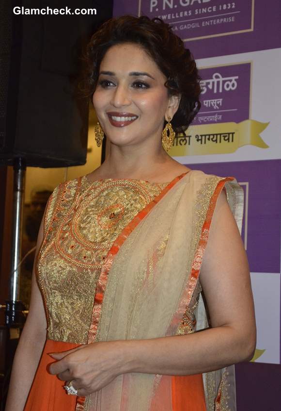 Madhuri Dixit Nene Astounds In Gorgeous Orange Anarkali Outfit