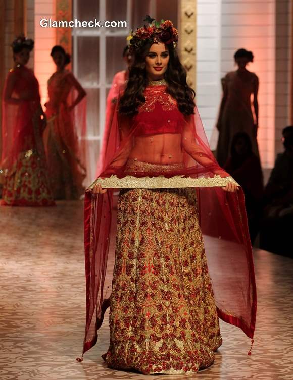 Evelyn Sharma in Falguni and Shane Peacock Lehenga at Aamby Valley IBFW 2013- Mumbai