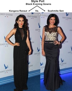 Kangana Ranaut Sushmita Sen in Black Evening Gowns 2013
