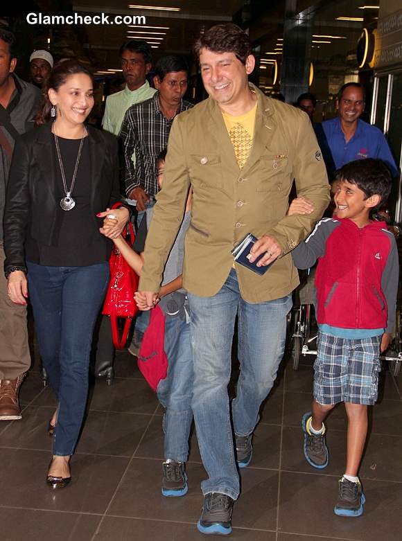 Madhuri Dixit with Her Sons and Husband