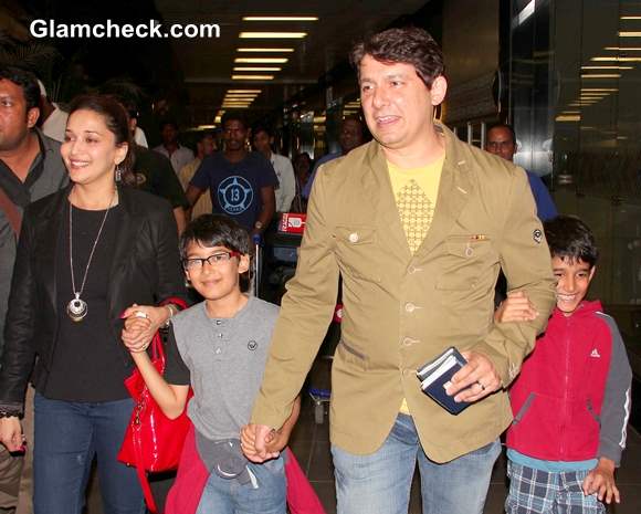 Madhuri Dixit with Hubby and Sons