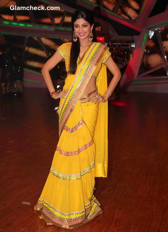 Shilpa Shetty in Yellow Sari on Nach Baliye