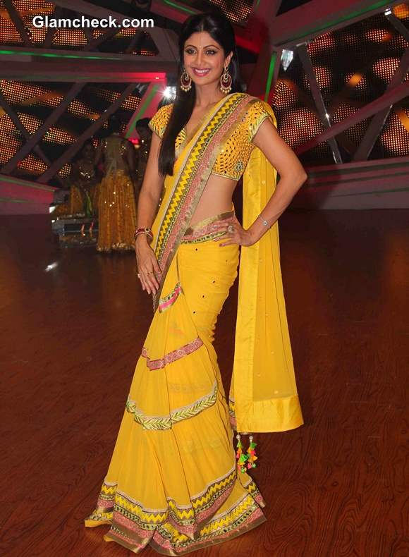 Shilpa Shetty on Nach Baliye in a Sultry Yellow Sari