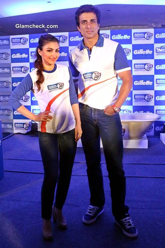 Soha Ali Khan Sonu Sood Promote Gillettes Unshaven is Unbathed Campaign