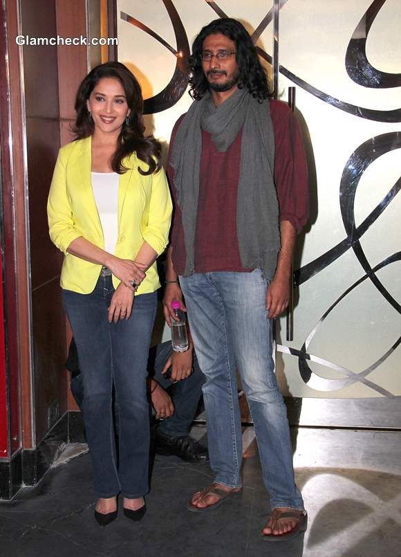 Bollywood filmmaker Abhishek Chaubey with actor Madhuri Dixit Nene