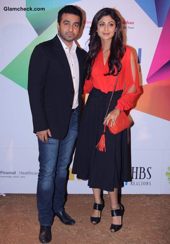 Raj Kundra and Shilpa Shetty at Worli Festival 2014