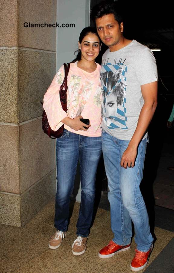 Riteish Deshmukh with his wife Genelia DSouza at Jai Ho Special Screening