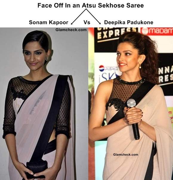 Face Off In an Atsu Sekhose Saree - Sonam Kapoor Vs Deepika Padukone