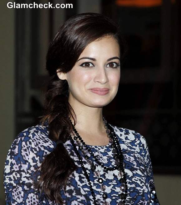 Dia Mirza Side Braid hairstyle 2014