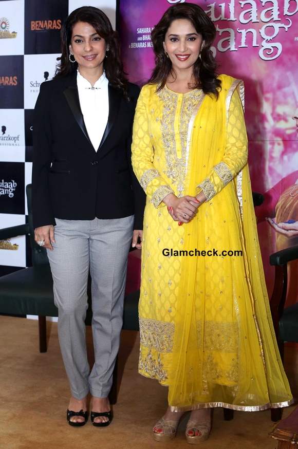 Juhi and Madhuri on Another Gulaab Gang Promo Tour in Delhi