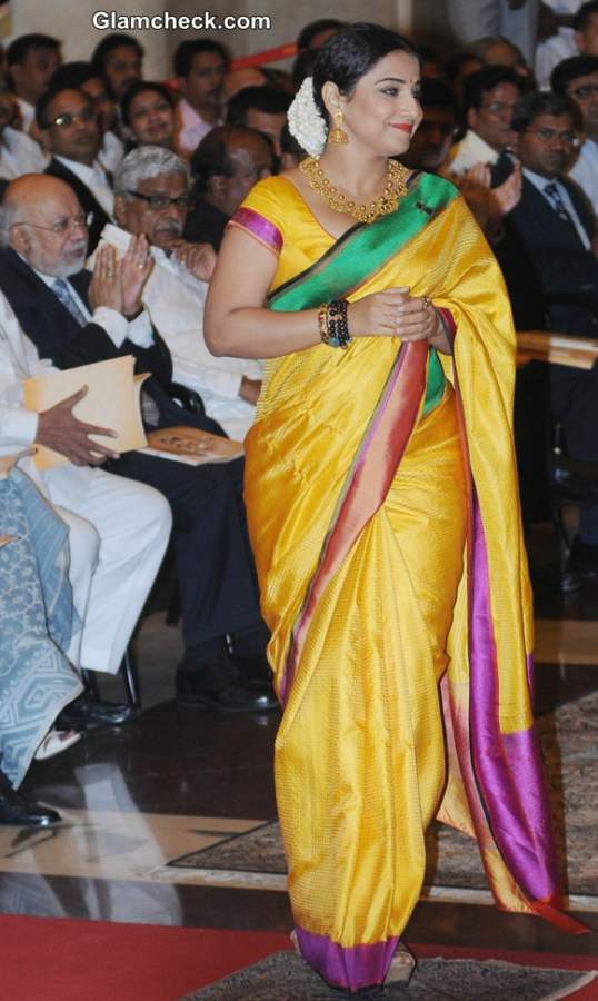 Vidya Balan in Yellow Sari 2014