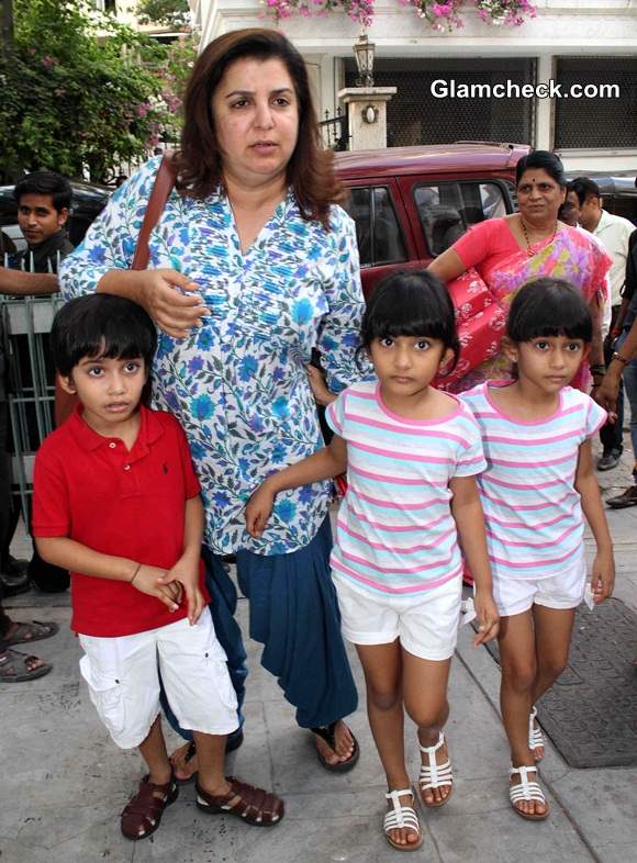 Farah Khan with her children Czar Diva and Anya