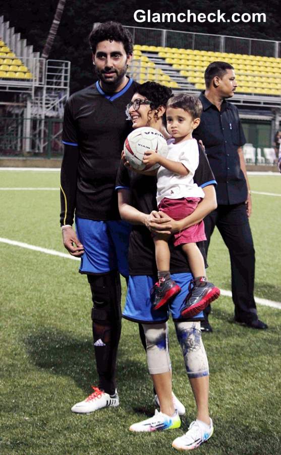 Abhishek Bachchan and Aamir Khans wife Kiran Rao with her son Azad