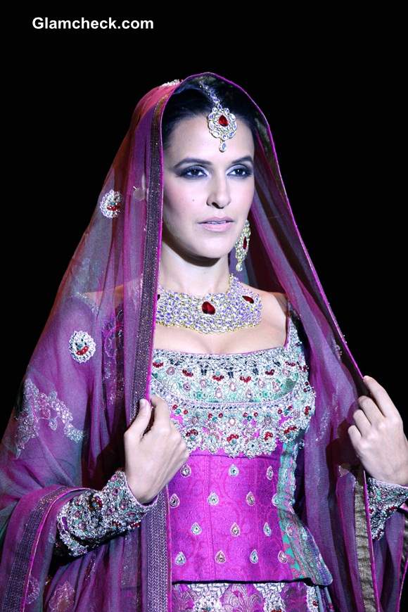 IIJW 2014 Neha Dhupia in Ashima and Leena Singh Lehenga Choli