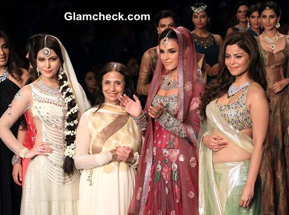 Neha Dhupia in Ashima and Leena Singh Lehenga Choli at IIJW 2014