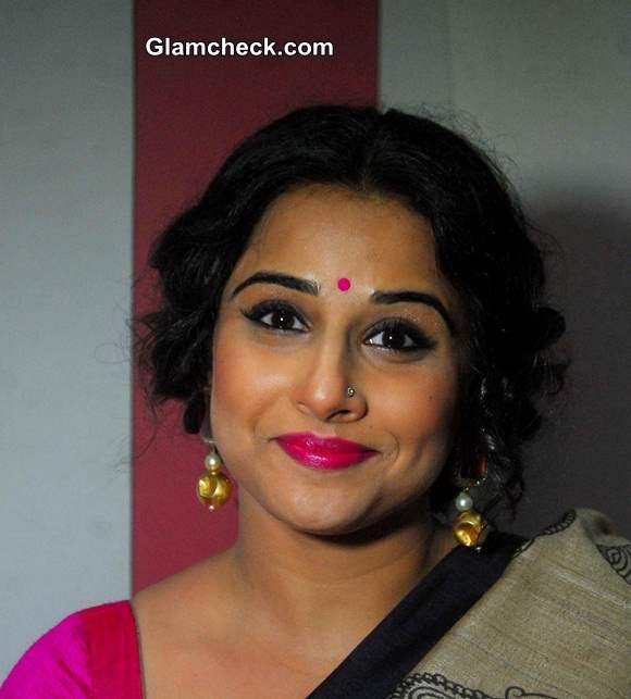 Vidya Balan Festive Hair and Pink Makeup