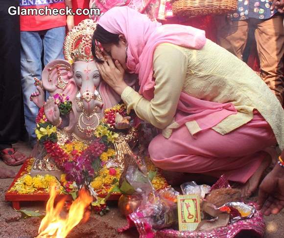 Ameesha Patel during Ganesh Chaturthi 2014