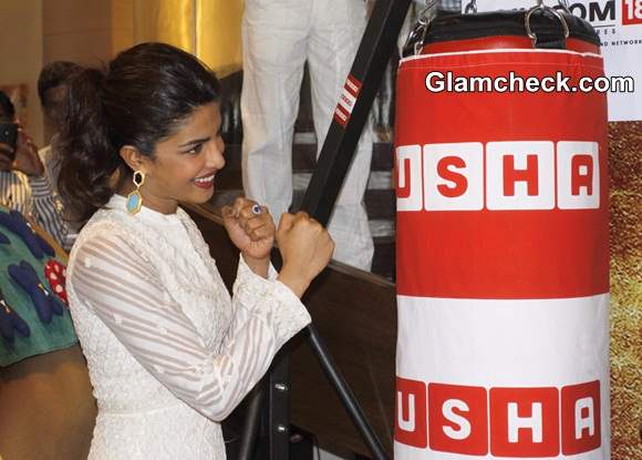 Priyanka Chopra visits the Usha International Hab centre in Mumbai