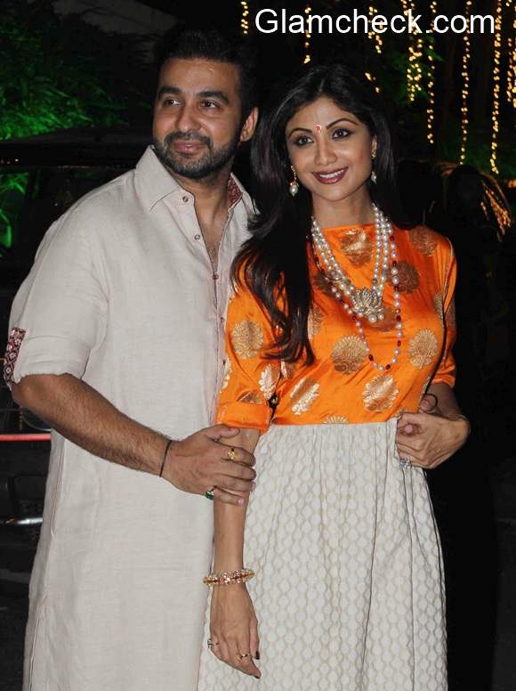 Shilpa Shetty Raj Kundra during their Diwali Party