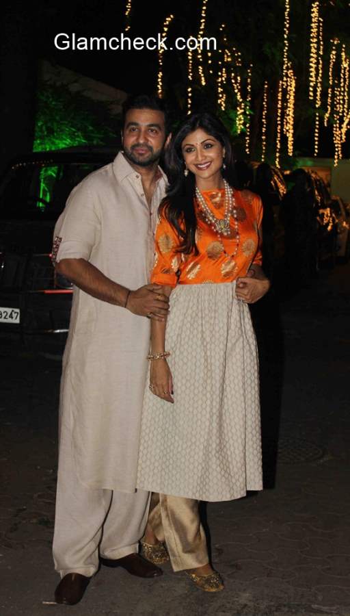 Shilpa Shetty and Raj Kundra during their Diwali Party