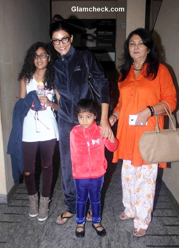 Sushmita Sen along with her daughters Renee Sen and Alisah Sen