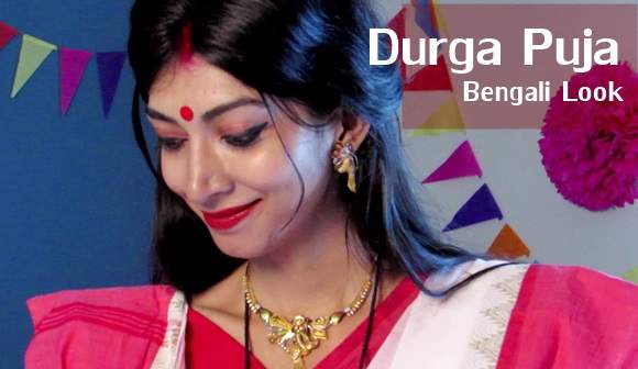 Traditional Bengali Makeup for Durga Puja