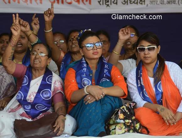 Rakhi Sawant goes on a hunger strike to protest against the brutal murder of a Dalit family in Maharastra