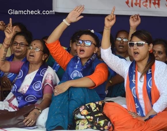 Rakhi Sawant on a hunger strike to protest against murder of a Dalit family in Maharastra