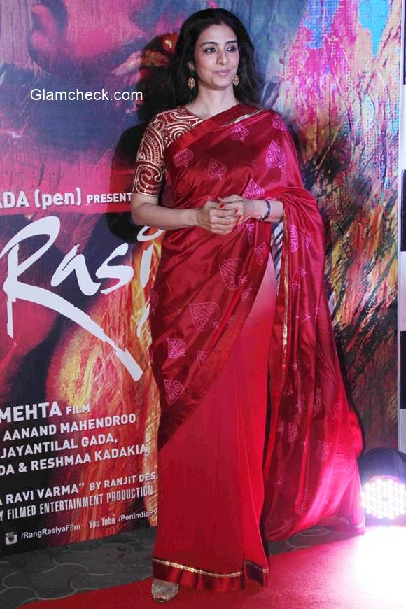 Tabu in Red Saree at  the screening of Rang Rasiya