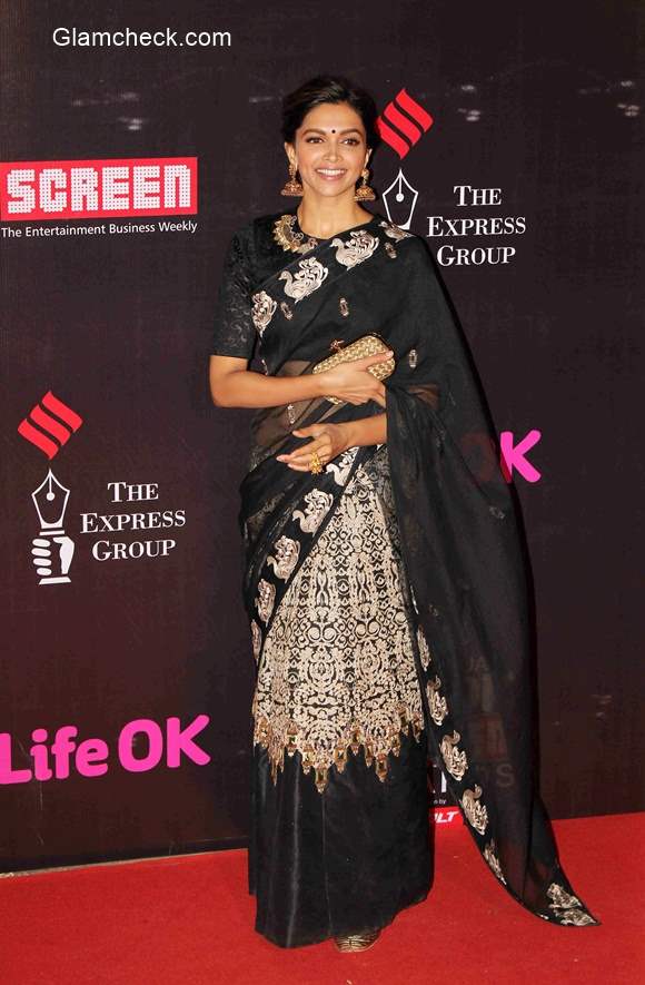 Deepika Padukone in Saree 2015 Annual Life OK Screen Awards