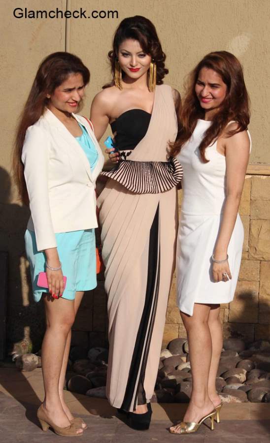 Urvashi Rautela with fashion designers Riddhi and Siddh