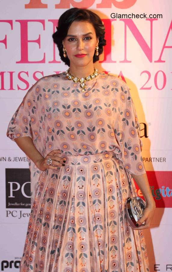 Neha Dhupia at the Grand Finale of Femina Miss India 2015 — Indian Fashion