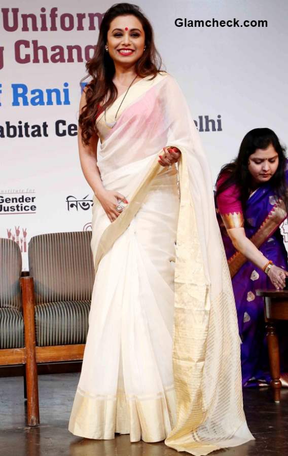 Get the look – Rani Mukherjee white and gold saree