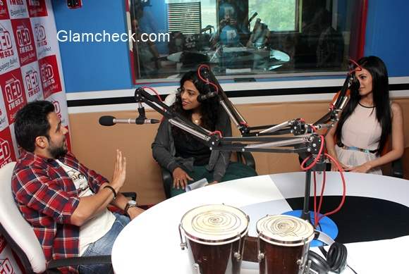 Emraan Hashmi and Amyra Dastur with RJ Malishka for the promotion of Mr. X at Red FM 