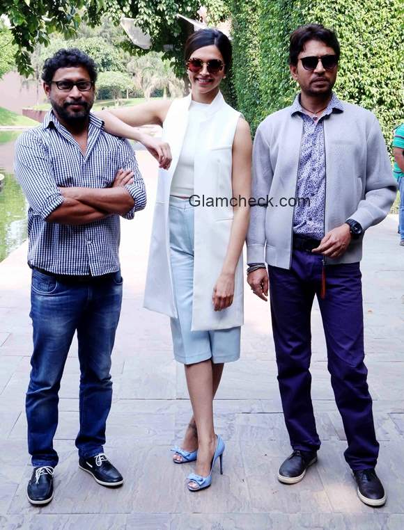 Shoojit Sircar Deepika Padukone and Irrfan Khan promote Piku in New Delhi