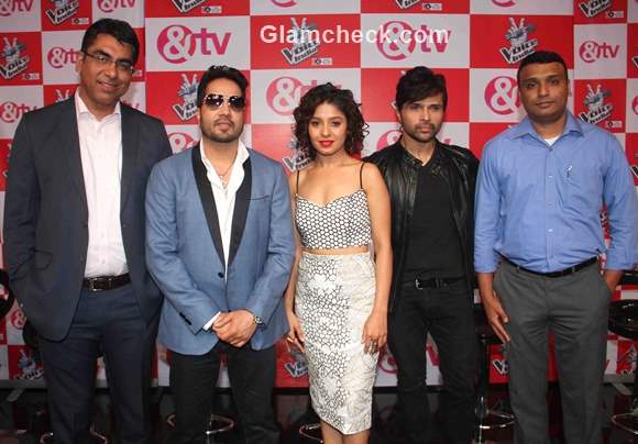 Sunidhi Chauhan Mika Singh and Himesh Reshammiya unveil The Voice India