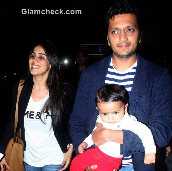 Riteish Deshmukh with wife Genelia DSouza son Riaan