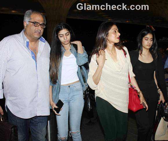 Sridevi spotted with family