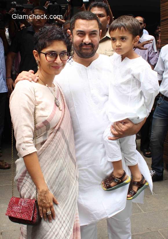 Aamir Khan wife Kiran Rao with son Azad Rao Khan during Eid-ad-Fitr celebrations