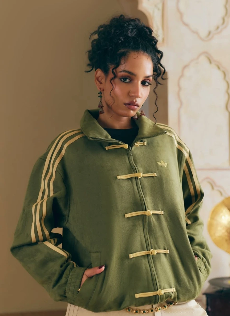 Adidas India Styles the Tang Jacket With Athiiya’s Sculptural Jewellery