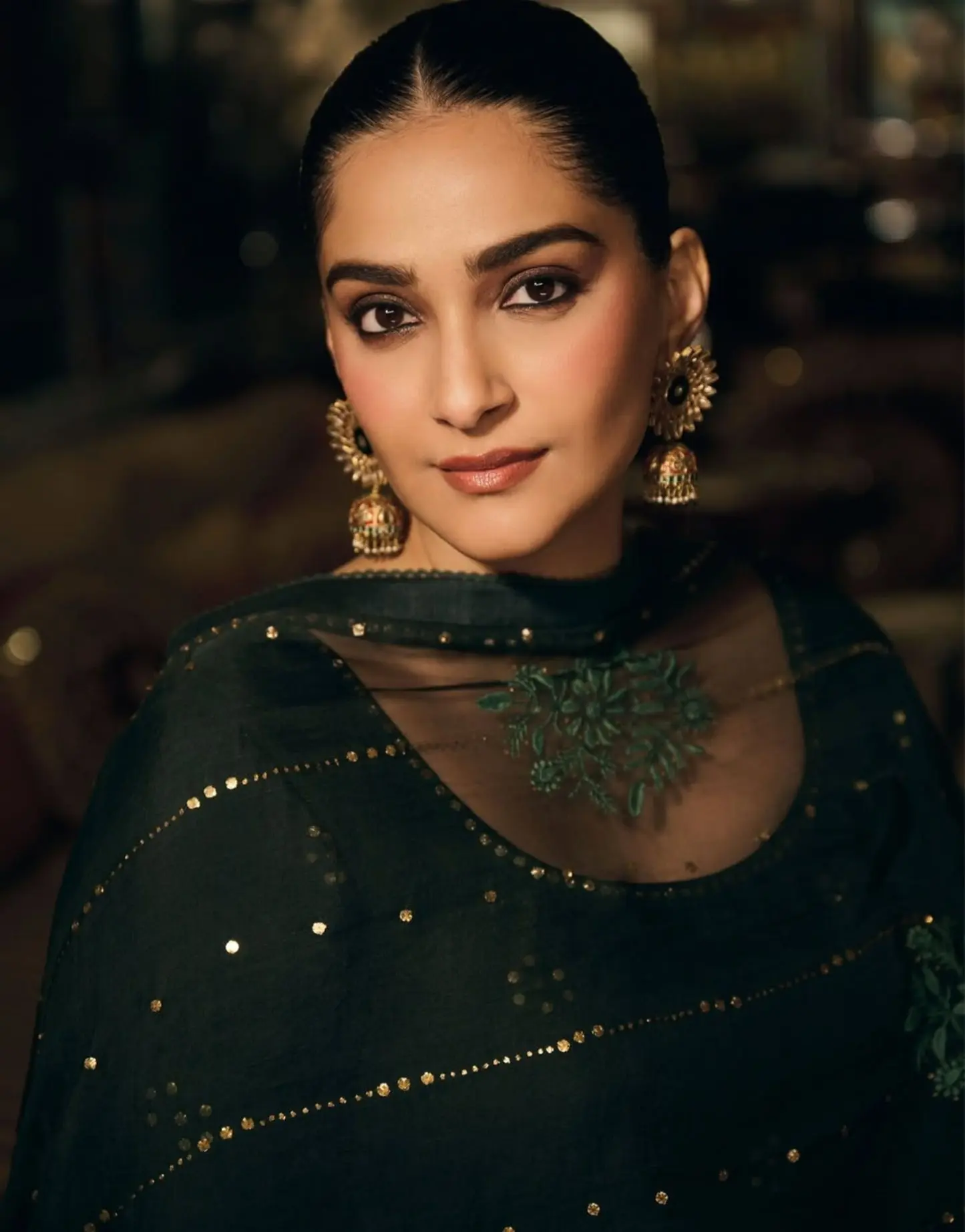 Sonam Kapoor Looks Regal in Gaurang Shah’s Green Lehenga