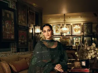 Sonam Kapoor Looks Regal in Gaurang Shah’s Green Lehenga